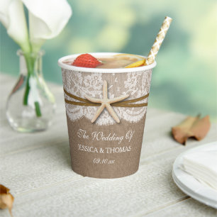 Gobelets En Papier La collection rustique de mariage Starfish Beach