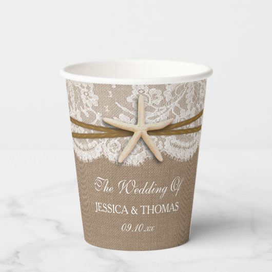 Gobelets En Papier La collection rustique de mariage Starfish Beach (Verso)