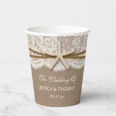 Gobelets En Papier La collection rustique de mariage Starfish Beach (Recto)