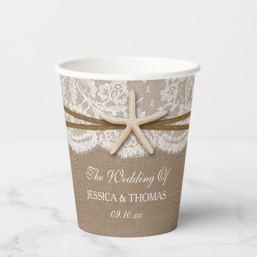 Gobelets En Papier La collection rustique de mariage Starfish Beach (Recto)