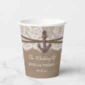 Gobelets En Papier La collection Rustique de Mariages d'Ancres nautiq (Recto)