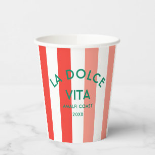 Gobelets En Papier La Dolce Vita Côte Amalfi Cabana Stripe