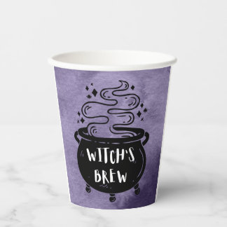 Gobelets En Papier La fête d'Halloween de sorcière violette