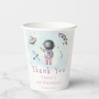 Gobelets En Papier La fille spatiale Astronaut rocket stars Baby show