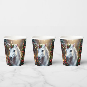 Gobelets En Papier « La Licorne de Noël »