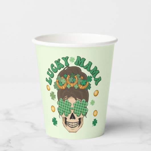Gobelets En Papier La Lucky Mama Skeleton de St. Patrick (Recto)