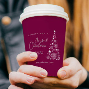 Gobelets En Papier La magenta de Noël festive