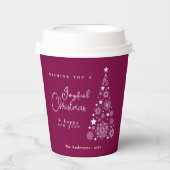 Gobelets En Papier La magenta de Noël festive (Recto)