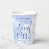 Gobelets En Papier La Mariée Est Sur Nuage Neuf Fête des mariées Bleu (Recto)