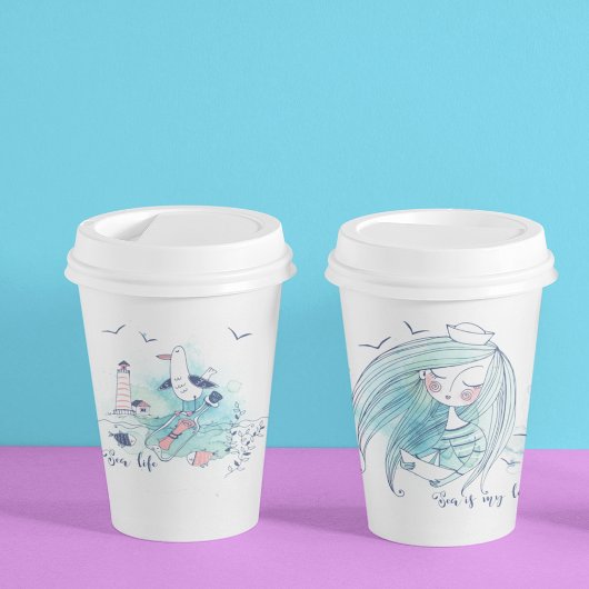 Gobelets En Papier La mer est mon amour
