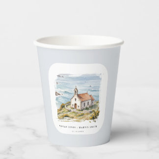 Gobelets En Papier La petite chapelle au bord de la mer Mariage