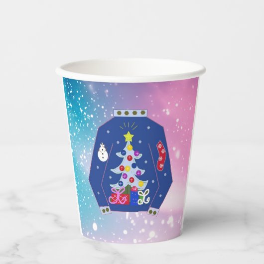 Gobelets En Papier La saison des pulls de Noël laids nostalgiques (Recto)