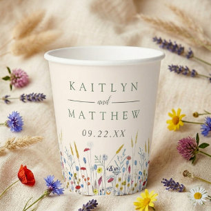 Gobelets En Papier La Suite de Mariage de Prairie de Fleurs Sauvages