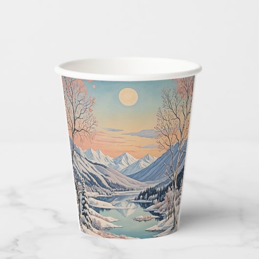 Gobelets En Papier La tranquillité d'hiver (Recto)
