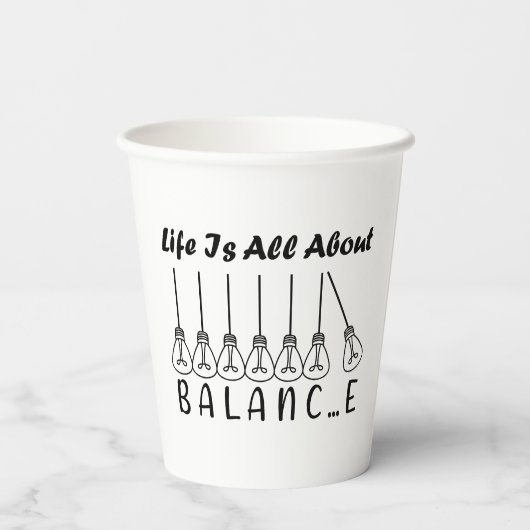 Gobelets En Papier La vie, c'est l'équilibre de l'inspiration de moti (Verso)