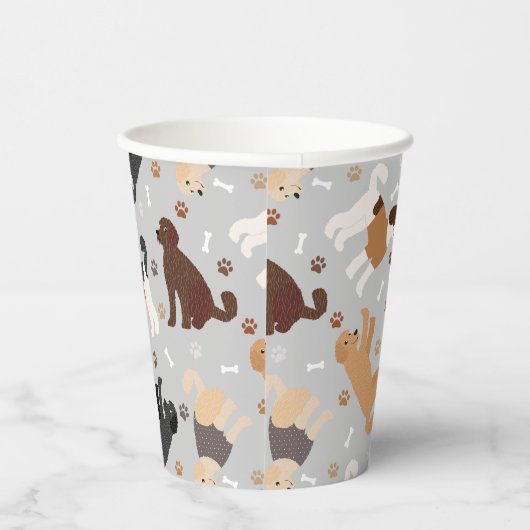 Gobelets En Papier Labradoodle / Goldendoodle os et pattes papier Cu (Droite)