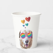 Gobelets En Papier Labrador Chien avec Coeurs Saint-Valentin (Recto)