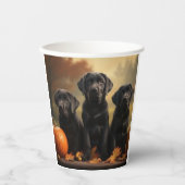 Gobelets En Papier Labrador Chiot Automne Citrouille de plaisir (Recto)