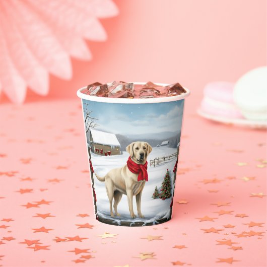 Gobelets En Papier Labrador Retriever Dog in Snow Christmas (Insitu)
