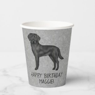Gobelets En Papier Labrador Retriever noir Chien Joyeux Anniversaire