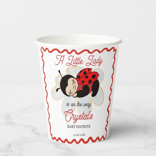 Gobelets En Papier Ladybug baby shower mignon bug sommeil sur une mar (Verso)