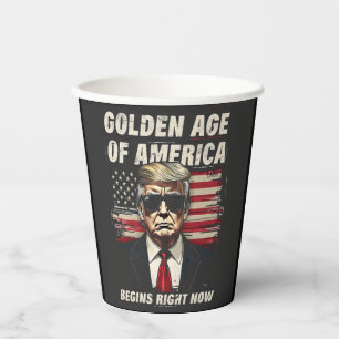 Gobelets En Papier L'âge d'or de l'Amérique commence maintenant Trump