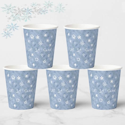 Gobelets En Papier Laisser Enneiger Fun Flakes Blue Winter Holiday