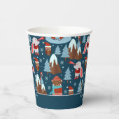 Gobelets En Papier Laisser neiger mignon animal avec le nom Bleu Noël (Gauche)