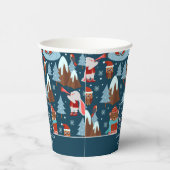 Gobelets En Papier Laisser neiger mignon animal avec le nom Bleu Noël (Droite)