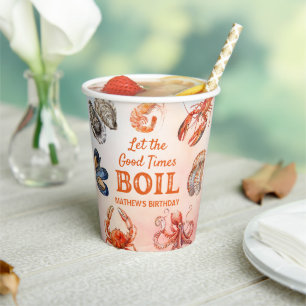 Gobelets En Papier Laissez Le Bon Temps Faire Bouillir Fête D'Anniver