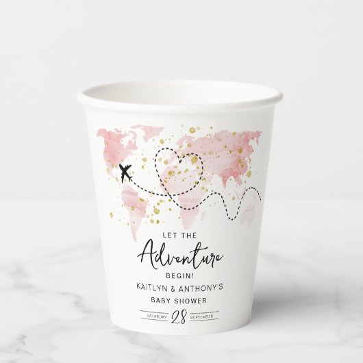 Gobelets En Papier "Laissons Commencer L'Aventure !" Baby shower Cart (Recto)