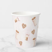 Gobelets En Papier Lait et biscuits Pink Fête du premier anniversaire (Recto)