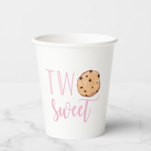 Gobelets En Papier Lait et biscuits rose 2e anniversaire deux sucrés