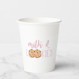 Gobelets En Papier Lait et biscuits Roses Coupes de papier d'annivers