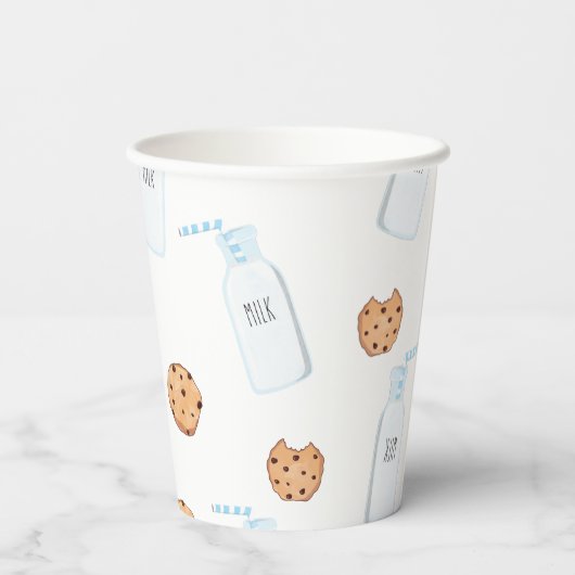 Gobelets En Papier Lait et cookies Anniversaire bleu (Verso)
