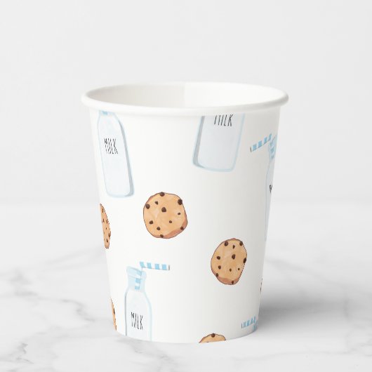 Gobelets En Papier Lait et cookies Anniversaire bleu (Gauche)