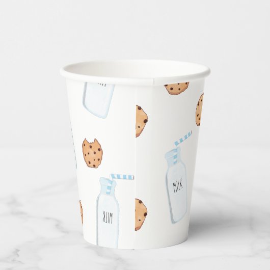 Gobelets En Papier Lait et cookies Anniversaire bleu (Droite)