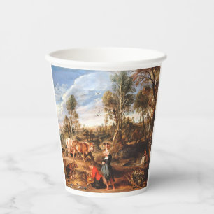 Gobelets En Papier Laitières avec du bétail dans un paysage, 'La Ferm