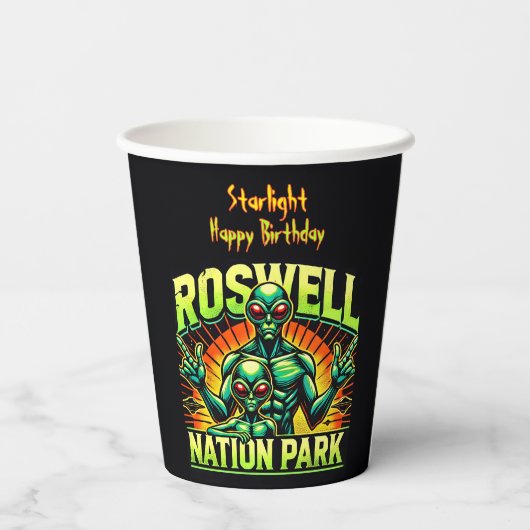 Gobelets En Papier L'Alien de Roswell Encounter Park attend ! (Verso)