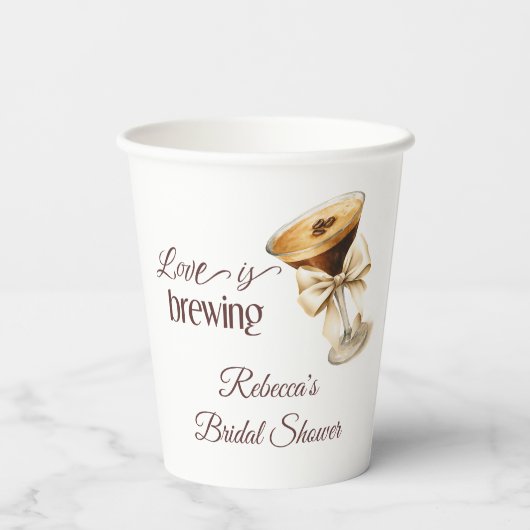 Gobelets En Papier L'amour brasse Bow Espresso Martini Fête des marié (Verso)
