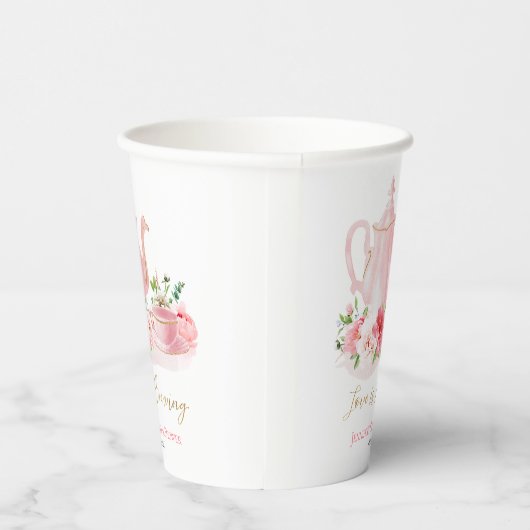 Gobelets En Papier L'amour brasse | Fête des mariées rose dorée (Droite)