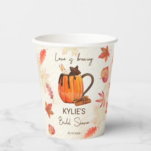 Gobelets En Papier L'amour brasse l'automne nuptiale douche monogramm (Recto)