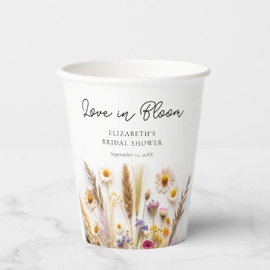 Gobelets En Papier L'amour dans la Fête des mariées en fleur (Recto)