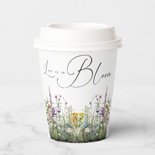 Gobelets En Papier L'amour est dans la Fête des mariées fleurie Fleur (Verso)