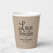 Gobelets En Papier L'Amour Est Doux ! Mariage rustique Kraft (Recto)