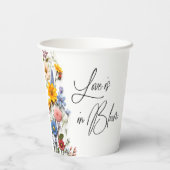 Gobelets En Papier L'amour est en fleurs Fête de mariage florale de p (Verso)