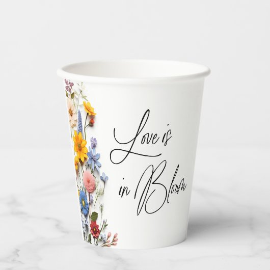Gobelets En Papier L'amour est en fleurs Fête de mariage printanière (Recto)