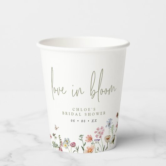 Gobelets En Papier L'Amour fleur sauvage Dans La Fête des mariées En  (Verso)