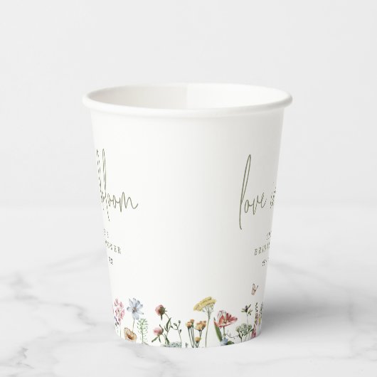 Gobelets En Papier L'Amour fleur sauvage Dans La Fête des mariées En  (Gauche)