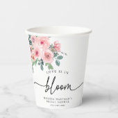 Gobelets En Papier L'Amour Floral Rose Est En Fête des mariées Fleuri (Recto)